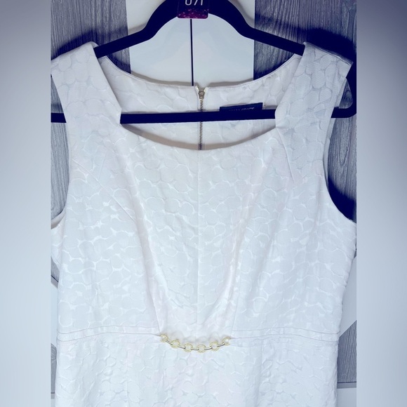 071. Ellen Tracy Women's Sleeveless Jacquard Waist Detail Dress, Size 14 - Picture 3 of 7